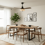 Lotus Bloom Ceiling Fan Light with Fabric Shade and Walnut Blades
