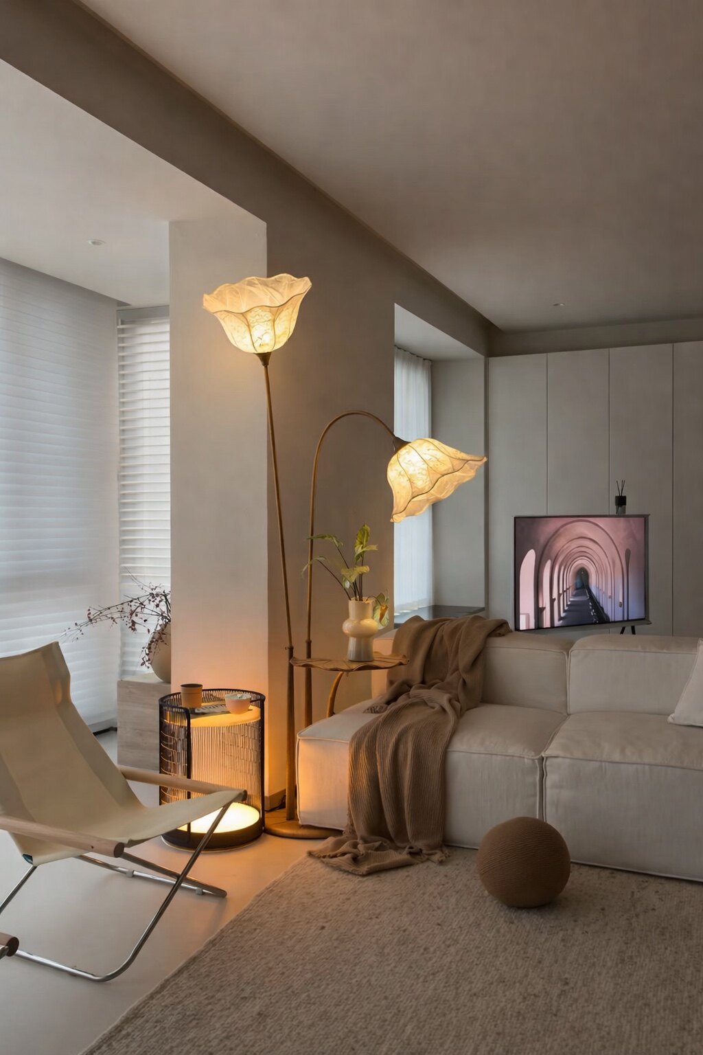 Lotus Bloom Floor Lamp with Leaf Table – Modern Designer Lighting for Living Room & Bedroom