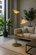 Lotus Bloom Floor Lamp with Leaf Table – Modern Designer Lighting for Living Room & Bedroom