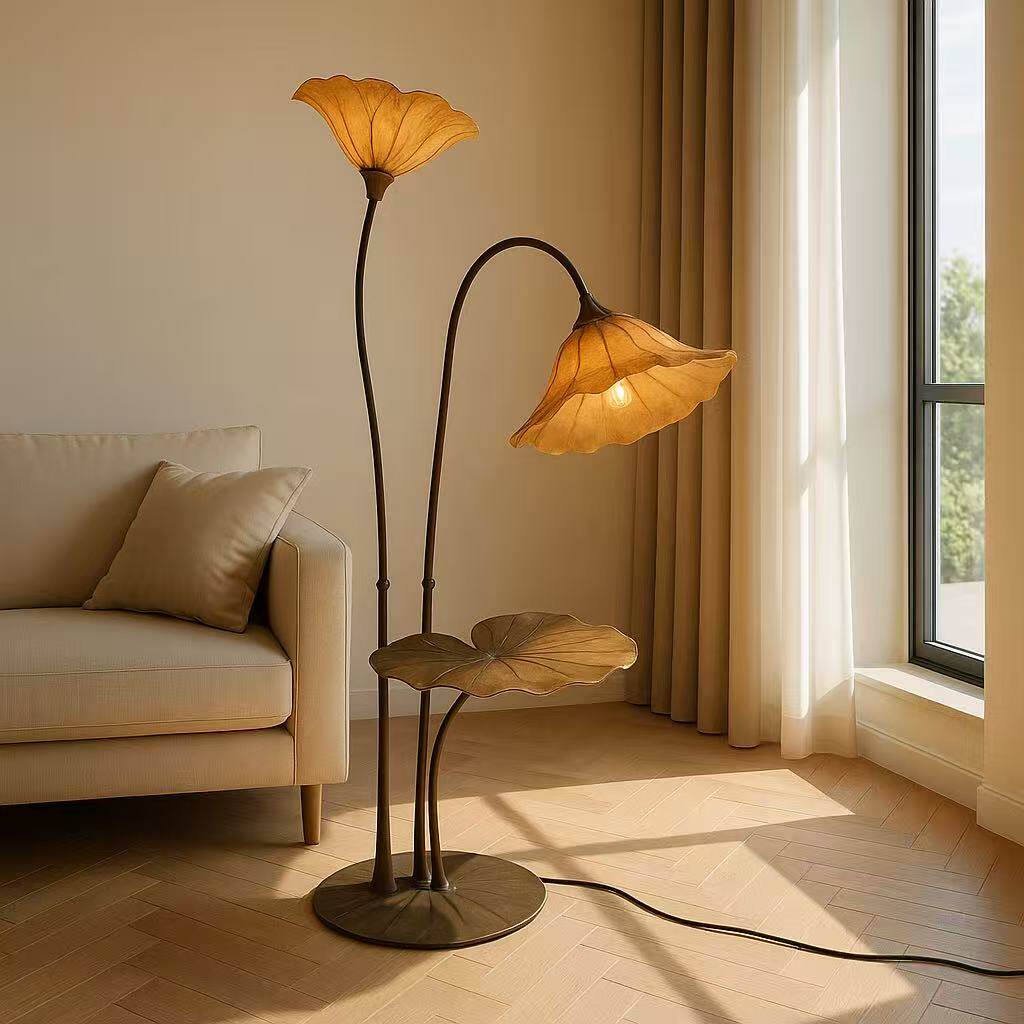 Lotus Bloom Floor Lamp with Leaf Table – Modern Designer Lighting for Living Room & Bedroom