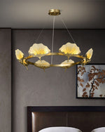 Lotus Leaf Enamel Stained Glass Chandelier