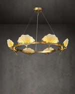Lotus Leaf Enamel Stained Glass Chandelier
