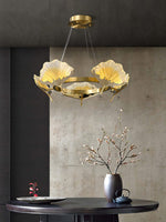 Lotus Leaf Enamel Stained Glass Chandelier