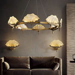 Lotus Leaf Enamel Stained Glass Chandelier