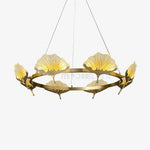 Lotus Leaf Enamel Stained Glass Chandelier