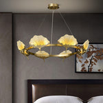 Lotus Leaf Enamel Stained Glass Chandelier