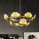 Lotus Leaf Enamel Stained Glass Chandelier