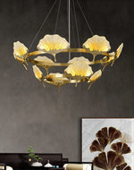 Lotus Leaf Enamel Stained Glass Chandelier