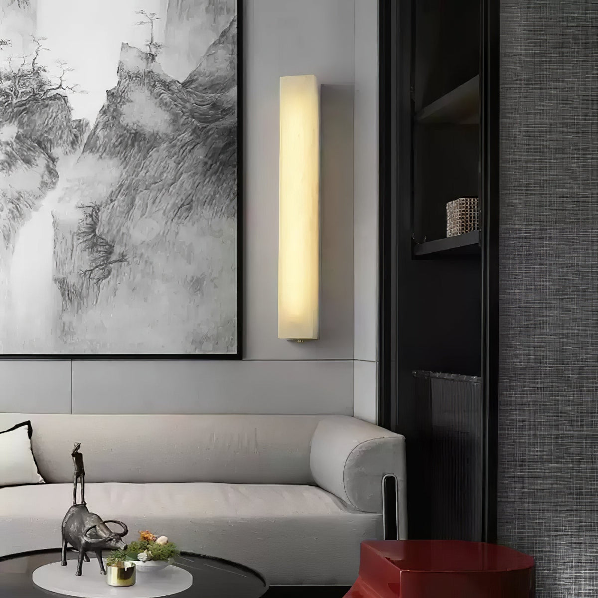 Lucent Pillar Alabaster Wall Sconce – Modern LED Wall Light