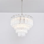 Lucente Glass Chandelier – Modern Tiered Crystal-Like Pendant for Dining & Living Spaces