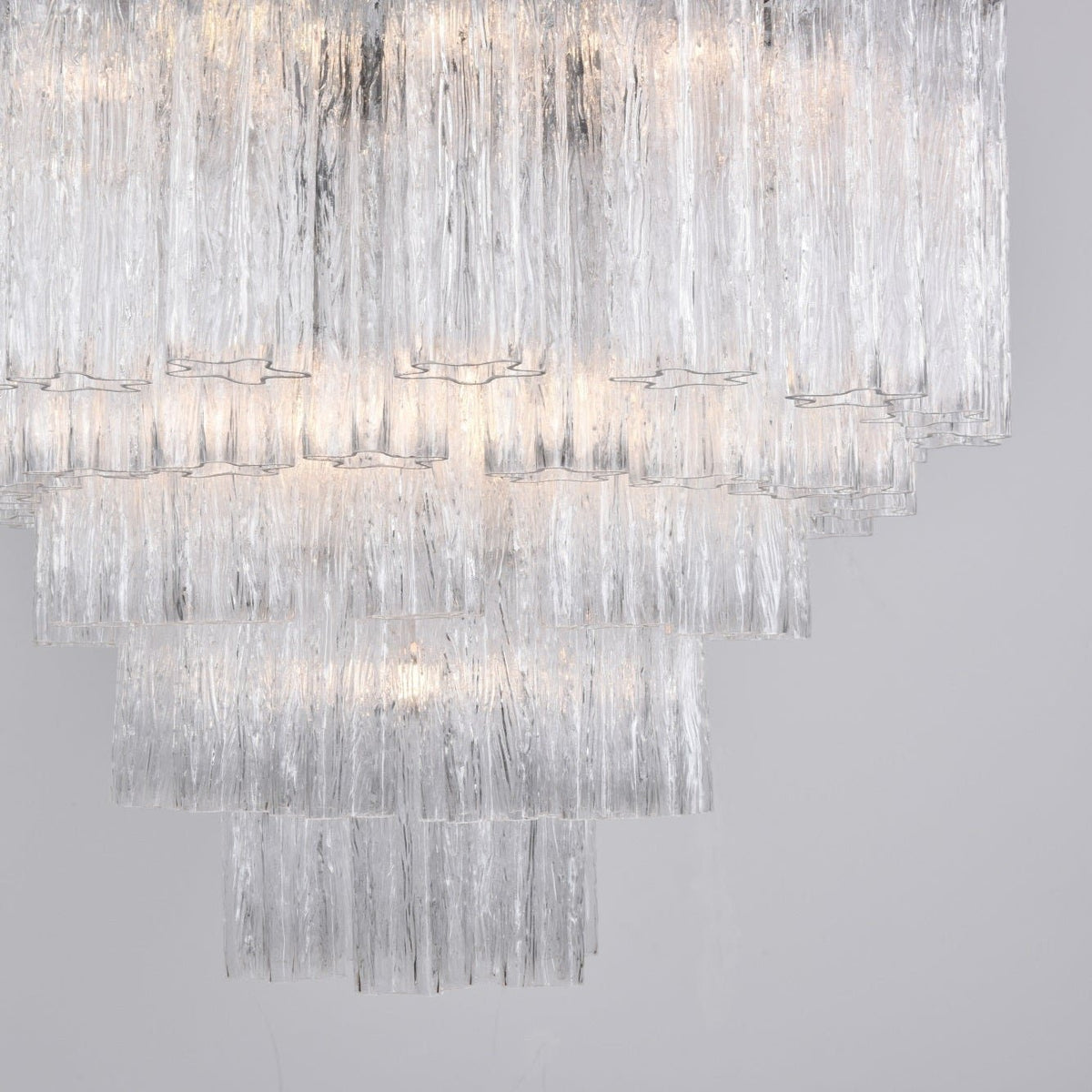 Lucente Glass Chandelier – Modern Tiered Crystal-Like Pendant for Dining & Living Spaces