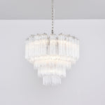 Lucente Glass Chandelier – Modern Tiered Crystal-Like Pendant for Dining & Living Spaces
