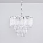 Lucente Glass Chandelier – Modern Tiered Crystal-Like Pendant for Dining & Living Spaces