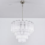 Lucente Glass Chandelier – Modern Tiered Crystal-Like Pendant for Dining & Living Spaces