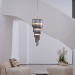 Lucente Noir Spiral Chandelier — Smoked Glass Pendant Light