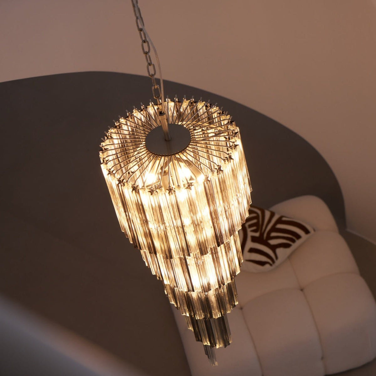 Lucente Noir Spiral Chandelier — Smoked Glass Pendant Light