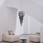 Lucente Noir Spiral Chandelier — Smoked Glass Pendant Light