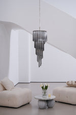 Lucente Noir Spiral Chandelier — Smoked Glass Pendant Light