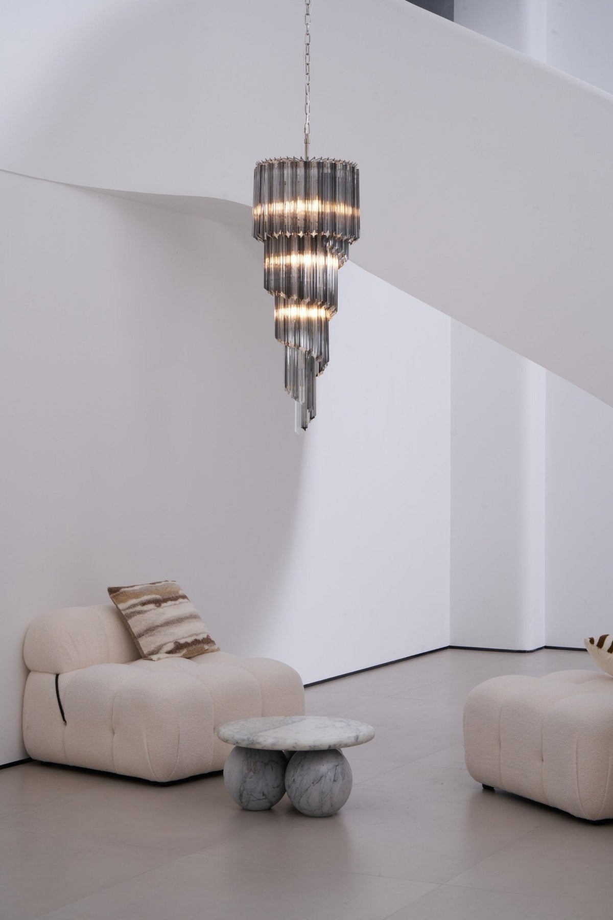 Lucente Noir Spiral Chandelier — Smoked Glass Pendant Light
