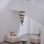 Lucente Noir Spiral Chandelier — Smoked Glass Pendant Light