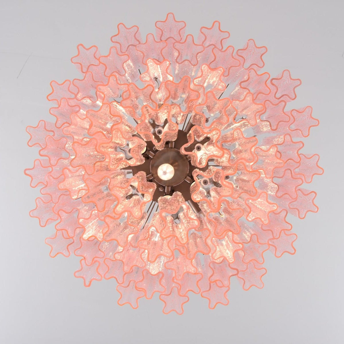 Lucente Rosa Chandelier – Handcrafted Pink Glass Multi-Tier Pendant Light