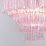Lucente Rosa Chandelier – Handcrafted Pink Glass Multi-Tier Pendant Light