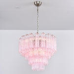 Lucente Rosa Chandelier – Handcrafted Pink Glass Multi-Tier Pendant Light