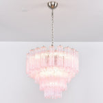 Lucente Rosa Chandelier – Handcrafted Pink Glass Multi-Tier Pendant Light