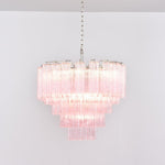 Lucente Rosa Chandelier – Handcrafted Pink Glass Multi-Tier Pendant Light