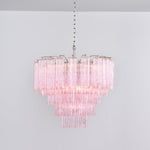 Lucente Rosa Chandelier – Handcrafted Pink Glass Multi-Tier Pendant Light