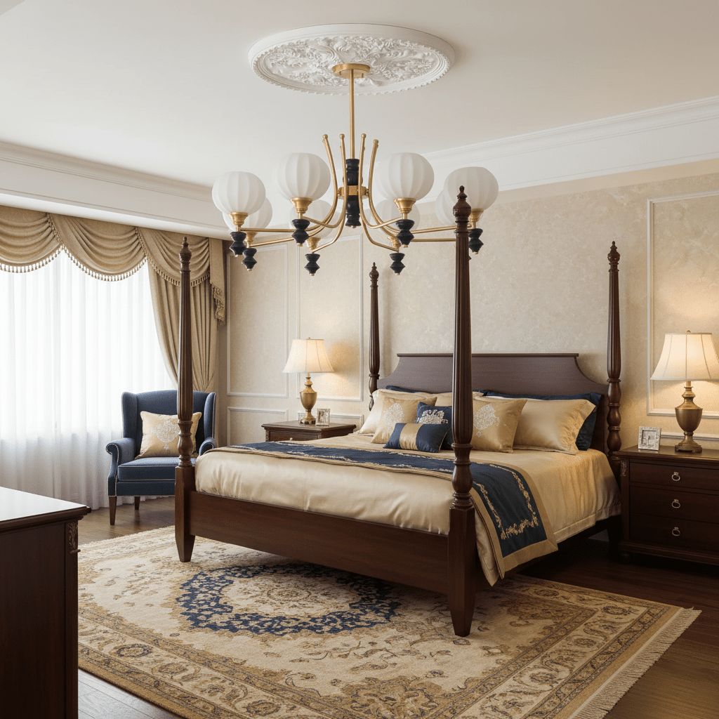 Lucerna Royale Chandelier – Brass & Walnut Wood Modern Chandelier for Dining Room and Foyer