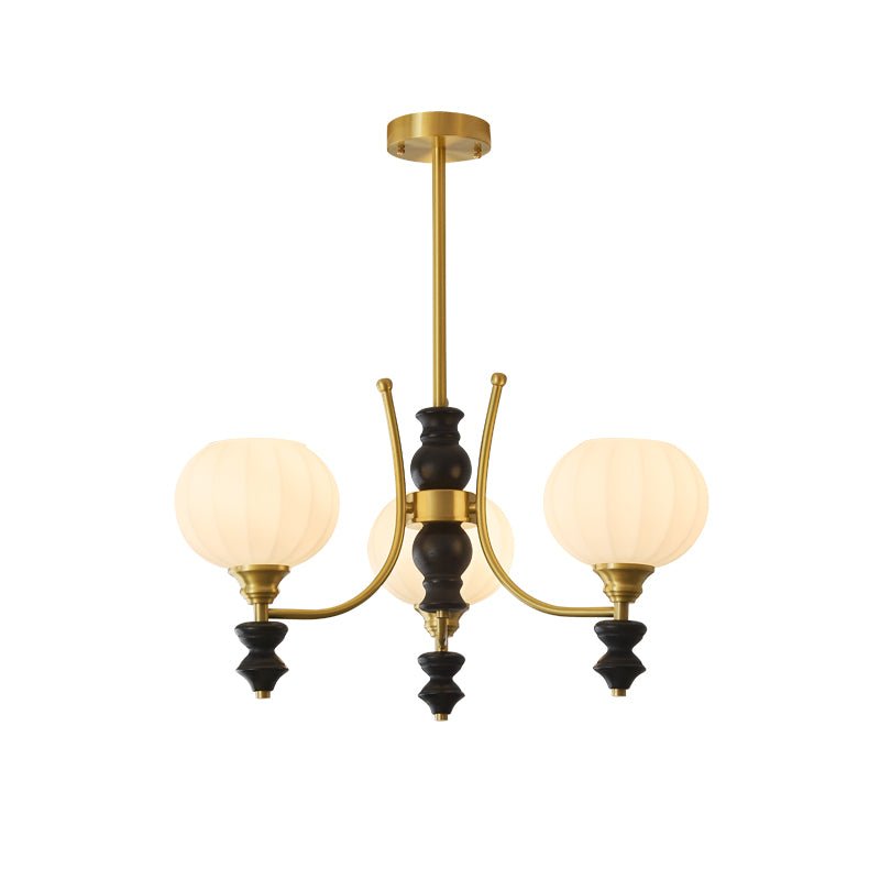 Lucerna Royale Chandelier – Brass & Walnut Wood Modern Chandelier for Dining Room and Foyer