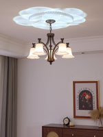 Lucian Bell Chandelier — Bronze & Glass Pendant Light for Dining Room