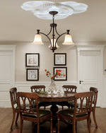 Lucian Bell Chandelier — Bronze & Glass Pendant Light for Dining Room