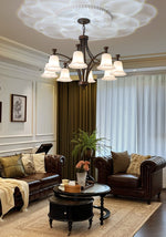 Lucian Bell Chandelier — Bronze & Glass Pendant Light for Dining Room