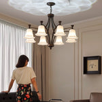 Lucian Bell Chandelier — Bronze & Glass Pendant Light for Dining Room