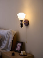 Lucille Hexagonal Glass Wall Sconce with Wood and Metal Accents