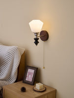 Lucille Hexagonal Glass Wall Sconce with Wood and Metal Accents