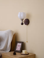 Lucille Hexagonal Glass Wall Sconce with Wood and Metal Accents