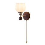 Lucille Hexagonal Glass Wall Sconce with Wood and Metal Accents