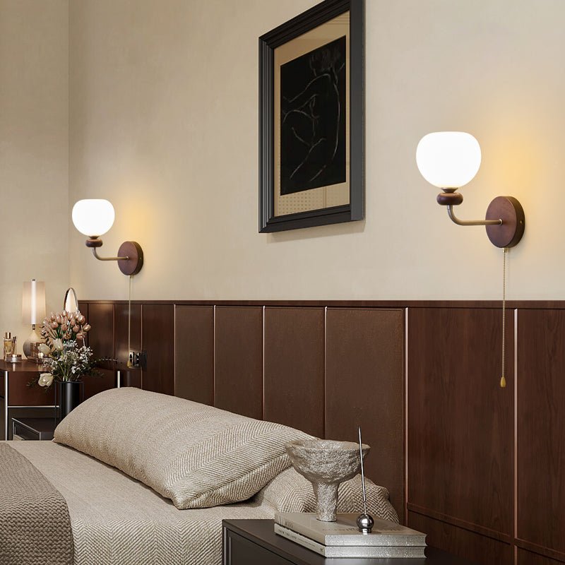 Lucille Hexagonal Glass Wall Sconce with Wood and Metal Accents