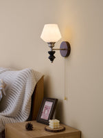 Lucille Hexagonal Glass Wall Sconce with Wood and Metal Accents