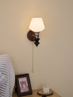 Lucille Hexagonal Glass Wall Sconce with Wood and Metal Accents