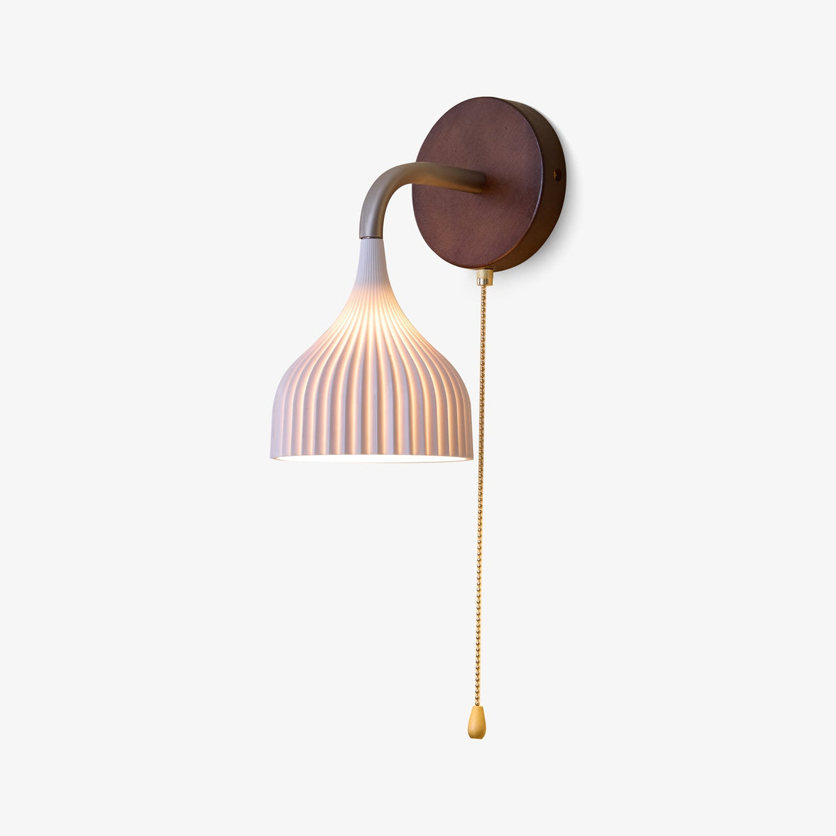 Lucina Wall Sconce in Walnut and Fluted Glass for Modern Interiors