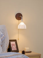 Lucina Wall Sconce in Walnut and Fluted Glass for Modern Interiors