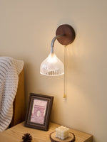 Lucina Wall Sconce in Walnut and Fluted Glass for Modern Interiors
