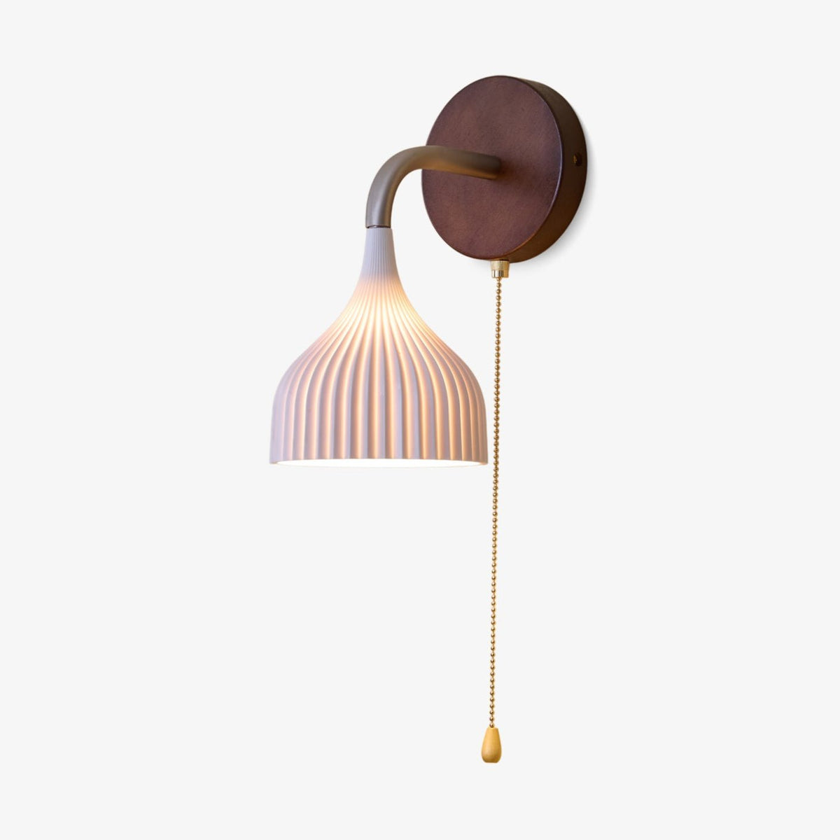 Lucina Wall Sconce in Walnut and Fluted Glass for Modern Interiors