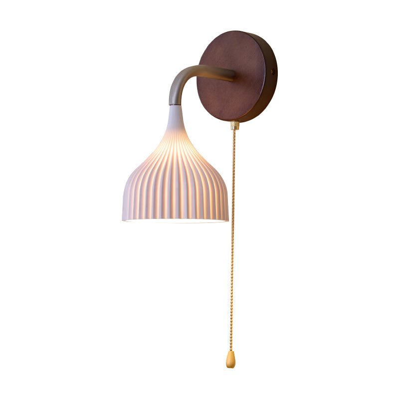 Lucina Wall Sconce in Walnut and Fluted Glass for Modern Interiors