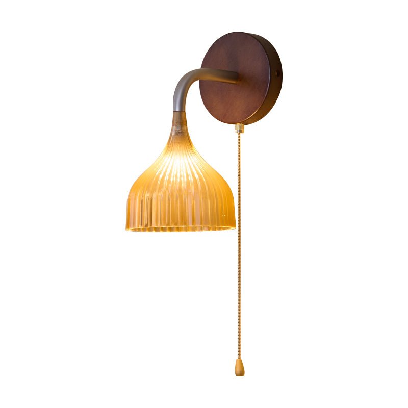 Lucina Wall Sconce in Walnut and Fluted Glass for Modern Interiors