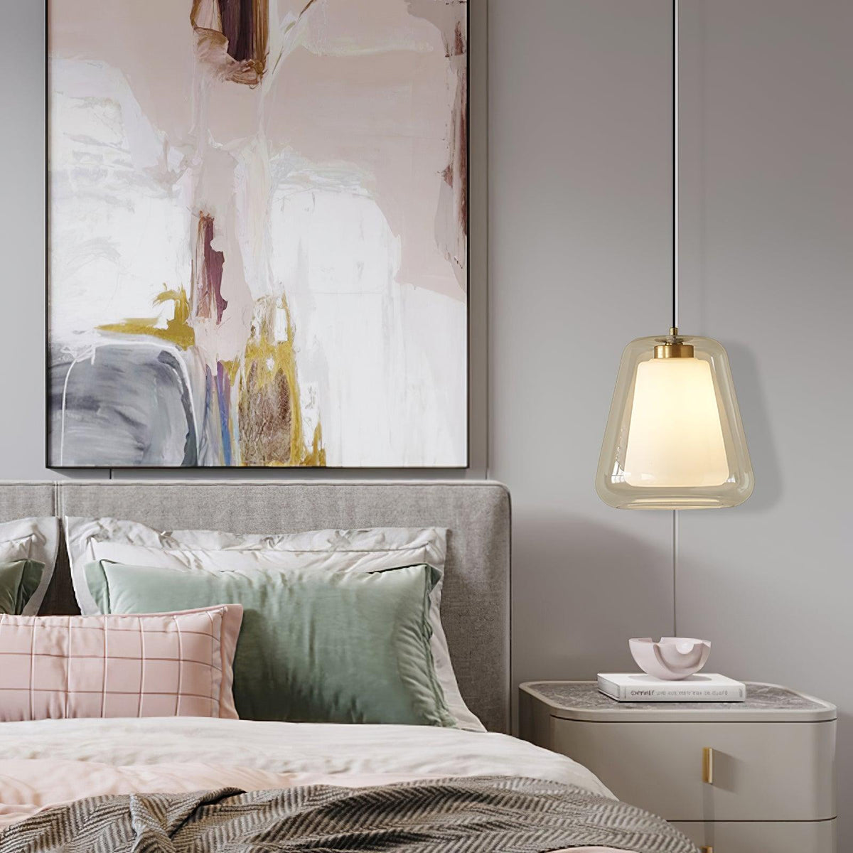 Lucinda Glass Pendant Light in Gold Finish for Modern Interiors